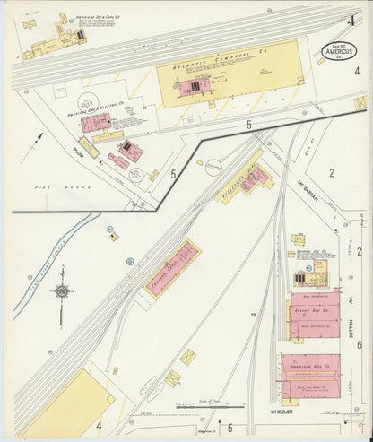 Sanborn Fire Insurance Map from Americus, Sumter County, Georgia (1912), Sheet #0004 - Complete Map Set gallery image, historic Sanborn map, vintage wall art, Georgia Georgia