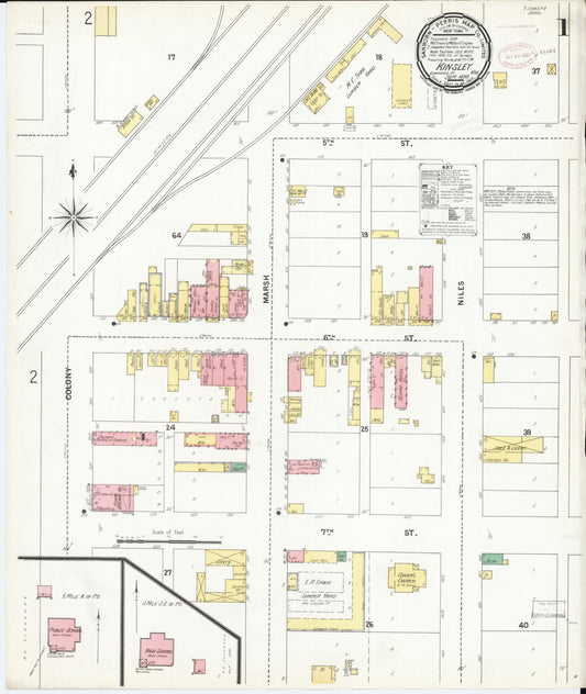 Sanborn Fire Insurance Map from Kinsley, Edwards County, Kansas (1899), Sheet #0001 - Complete Map Set gallery image, historic Sanborn map, vintage wall art, Kansas Kansas