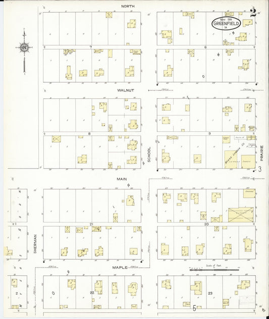 Sanborn Fire Insurance Map from Greenfield, Adair County, Iowa (1914), Sheet #0002 - Historic Sanborn Fire Insurance Map Print, vintage old map wall art