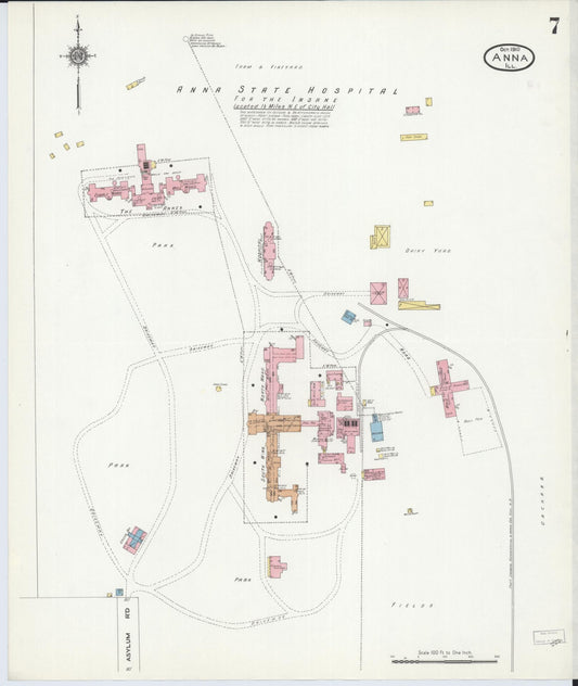 Sanborn Fire Insurance Map from Anna, Union County, Illinois (1910), Sheet #0007 - Historic Sanborn Fire Insurance Map Print, vintage old map wall art, antique decor, genealogy gift, Illinois Illinois map