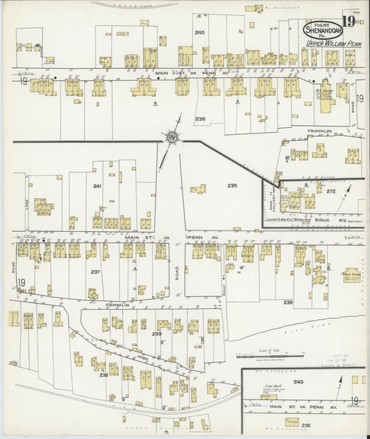 Sanborn Fire Insurance Map from Shenandoah, Schuylkill County, Pennsylvania (1921), Sheet #0019 - Historic Sanborn Fire Insurance Map Print, vintage old map wall art, antique decor, genealogy gift, Pennsylvania Pennsylvania map