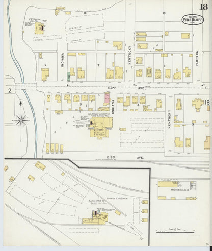 Sanborn Fire Insurance Map from Pine Bluff, Jefferson County, Arkansas (1896), Sheet #0018 - Complete Map Set gallery image, historic Sanborn map, vintage wall art, Arkansas Arkansas