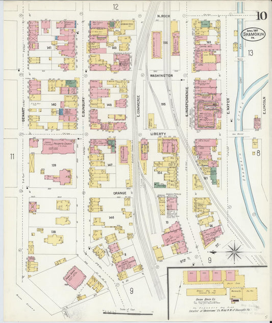 Sanborn Fire Insurance Map from Shamokin, Northumberland County, Pennsylvania (1907), Sheet #0010 - Historic Sanborn Fire Insurance Map Print, vintage old map wall art, antique decor, genealogy gift, Pennsylvania Pennsylvania map