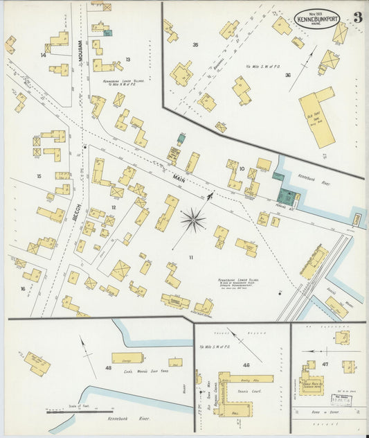 Sanborn Fire Insurance Map from Kennebunkport, York County, Maine (1901), Sheet #0003 - Historic Sanborn Fire Insurance Map Print, vintage old map wall art, antique decor, genealogy gift, Maine Maine map