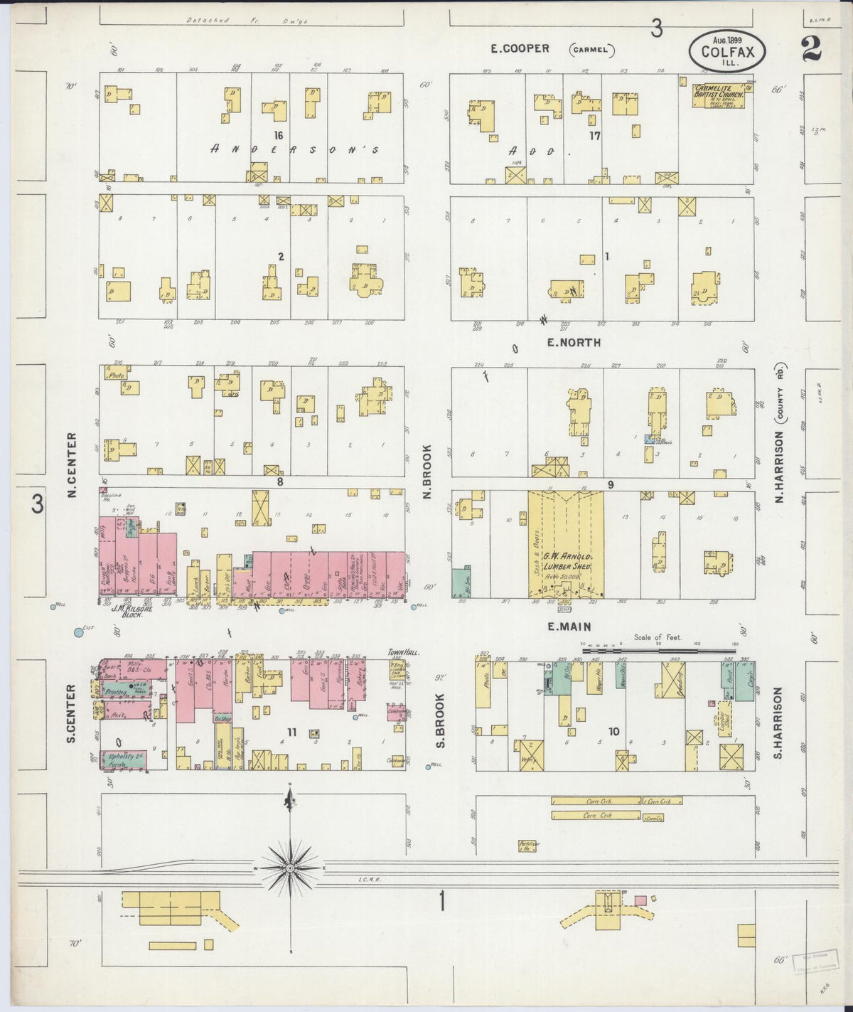Sanborn Fire Insurance Map from Colfax, McLean County, Illinois (1899), Sheet #0002 - Historic Sanborn Fire Insurance Map Print, vintage old map wall art, antique decor, genealogy gift, Illinois Illinois map