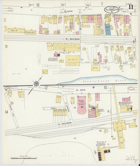 Sanborn Fire Insurance Map from Plymouth, Luzerne County, Pennsylvania (1912), Sheet #0011 - Historic Sanborn Fire Insurance Map Print, vintage old map wall art, antique decor, genealogy gift, Pennsylvania Pennsylvania map