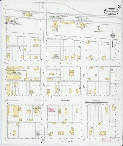 Sanborn Fire Insurance Map from Browns Valley, Traverse County, Minnesota (1919), Sheet #0003 - Complete Map Set gallery image, historic Sanborn map, vintage wall art, Minnesota Minnesota