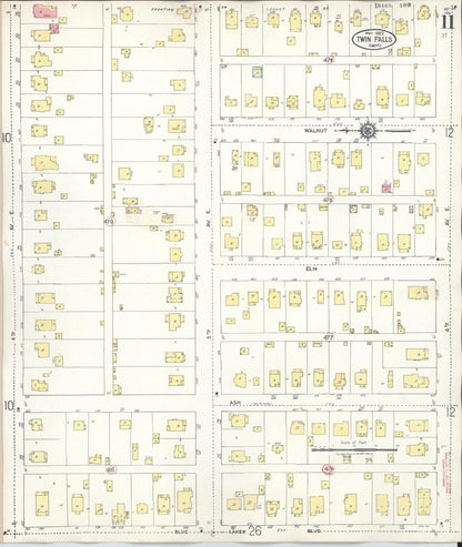 Sanborn Fire Insurance Map from Twin Falls, Twin Falls County, Idaho (1949), Sheet #0011 - Complete Map Set gallery image, historic Sanborn map, vintage wall art, Falls Idaho