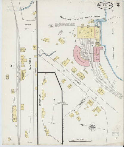 Sanborn Fire Insurance Map from Falls Village, Litchfield County, Connecticut (1889), Sheet #0002 - Complete Map Set gallery image, historic Sanborn map, vintage wall art, Connecticut Connecticut