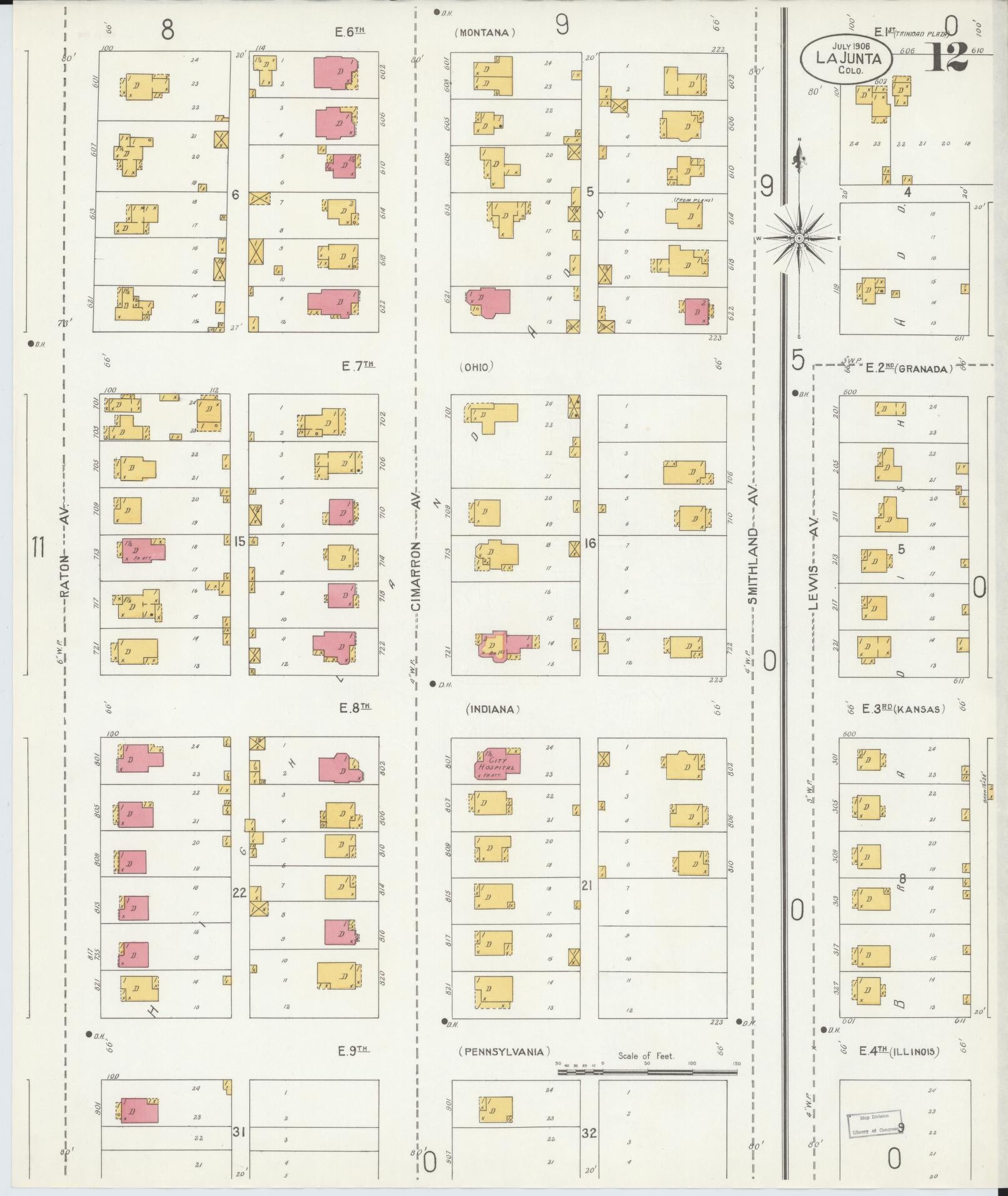 Sanborn Fire Insurance Map from La Junta, Otero County, Colorado (1906), Sheet #0012 - Complete Map Set gallery image, historic Sanborn map, vintage wall art, Colorado Colorado