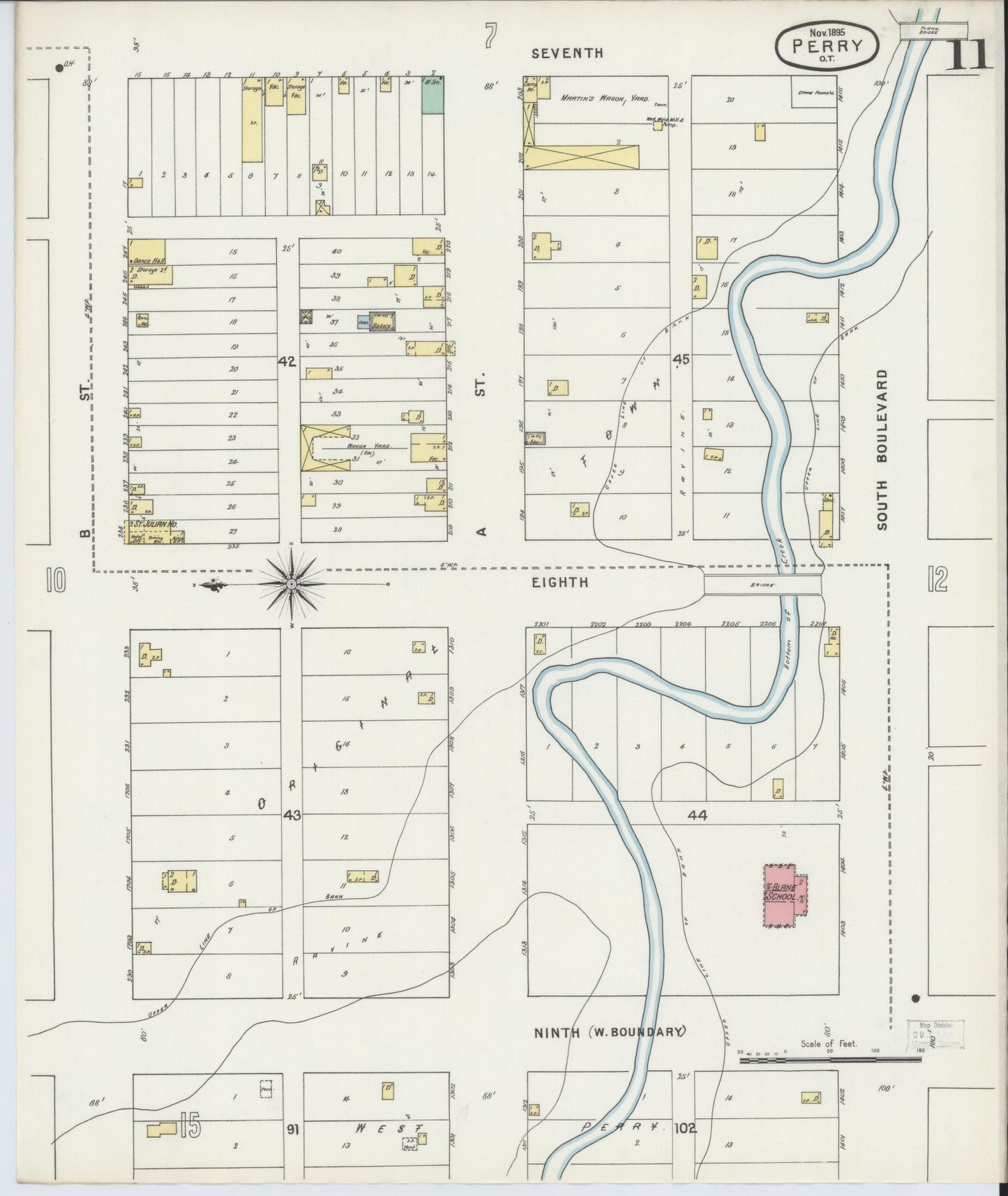 Sanborn Fire Insurance Map from Perry, Noble County, Oklahoma (1895), Sheet #0011 - Complete Map Set gallery image, historic Sanborn map, vintage wall art, Oklahoma Oklahoma