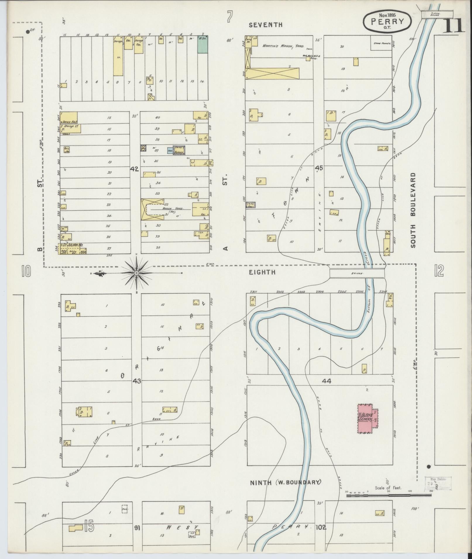 Sanborn Fire Insurance Map from Perry, Noble County, Oklahoma (1895), Sheet #0011 - Complete Map Set gallery image, historic Sanborn map, vintage wall art, Oklahoma Oklahoma