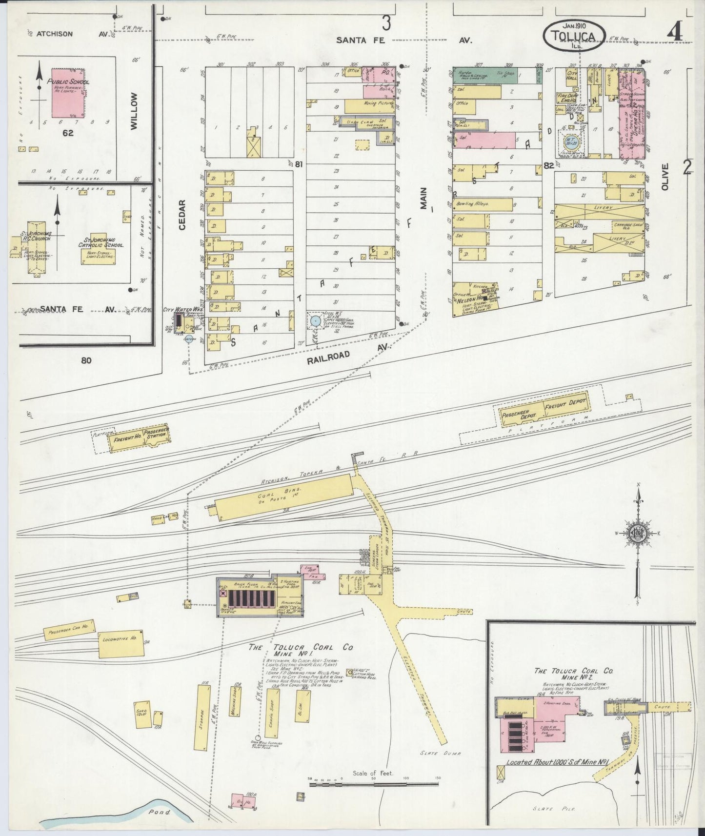 Sanborn Fire Insurance Map from Toluca, Marshall County, Illinois (1910), Sheet #0004 - Complete Map Set gallery image, historic Sanborn map, vintage wall art, Illinois Illinois