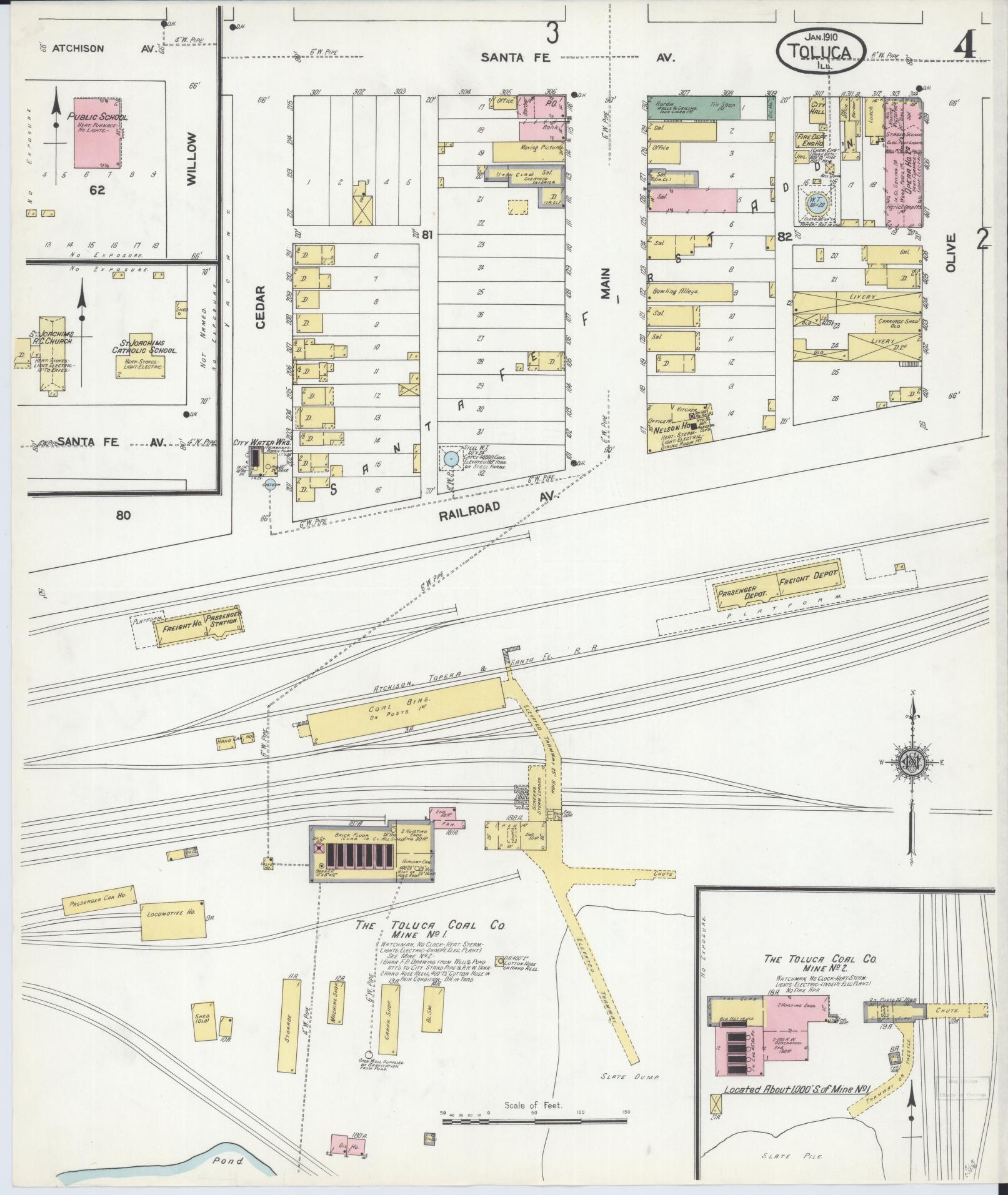 Sanborn Fire Insurance Map from Toluca, Marshall County, Illinois (1910), Sheet #0004 - Complete Map Set gallery image, historic Sanborn map, vintage wall art, Illinois Illinois
