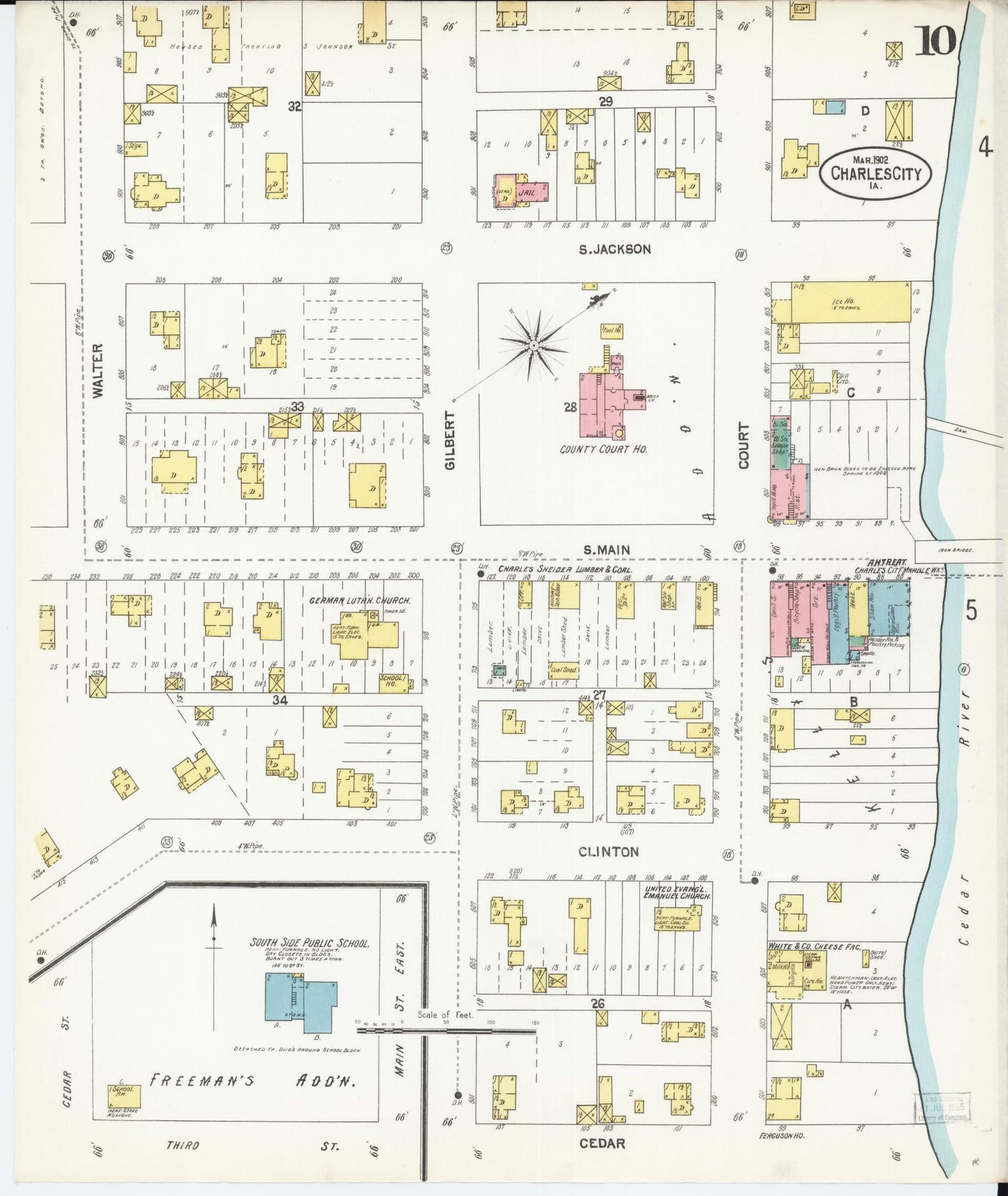 Sanborn Fire Insurance Map from Charles City, Floyd County, Iowa (1902), Sheet #0010 - Historic Sanborn Fire Insurance Map Print, vintage old map wall art