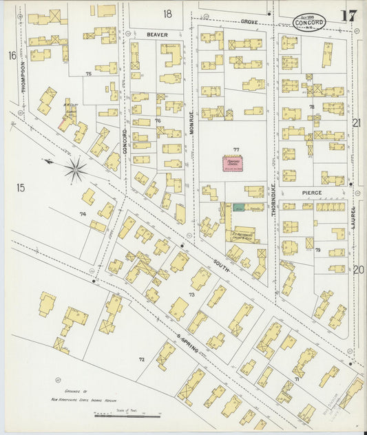 Sanborn Fire Insurance Map from Concord, Merrimack County, New Hampshire (1899), Sheet #0017 - Historic Sanborn Fire Insurance Map Print, vintage old map wall art, antique decor, genealogy gift, New Hampshire New Hampshire map