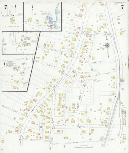 Sanborn Fire Insurance Map from Henderson, Rusk County, Texas (1933), Sheet #0007 - Complete Map Set gallery image, historic Sanborn map, vintage wall art, Texas Texas