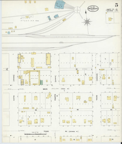 Sanborn Fire Insurance Map from Woodward, Woodward County, Oklahoma (1908), Sheet #0005 - Complete Map Set gallery image, historic Sanborn map, vintage wall art, Oklahoma Oklahoma