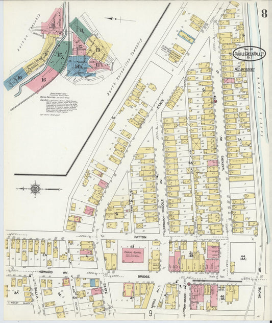 Sanborn Fire Insurance Map from Turtle Creek Valley, Allegheny County, Pennsylvania (1911), Sheet #0008 - Historic Sanborn Fire Insurance Map Print, vintage old map wall art, antique decor, genealogy gift, Pennsylvania Pennsylvania map