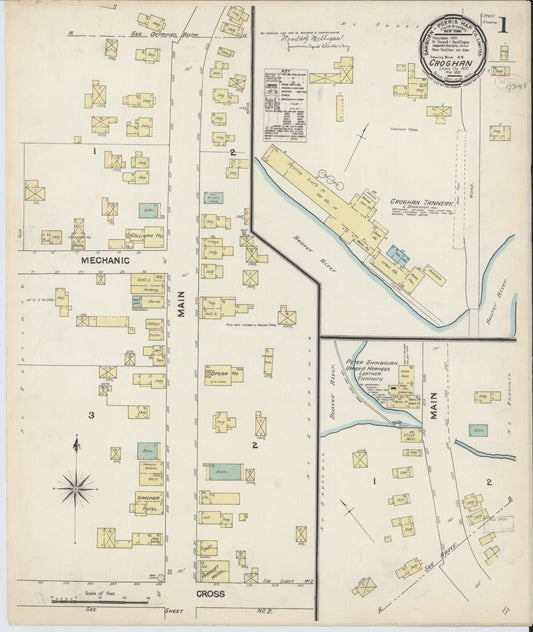 Sanborn Fire Insurance Map from Croghan, Lewis County, New York (1890), Sheet #0001 - Complete Map Set gallery image, historic Sanborn map, vintage wall art, New York New York