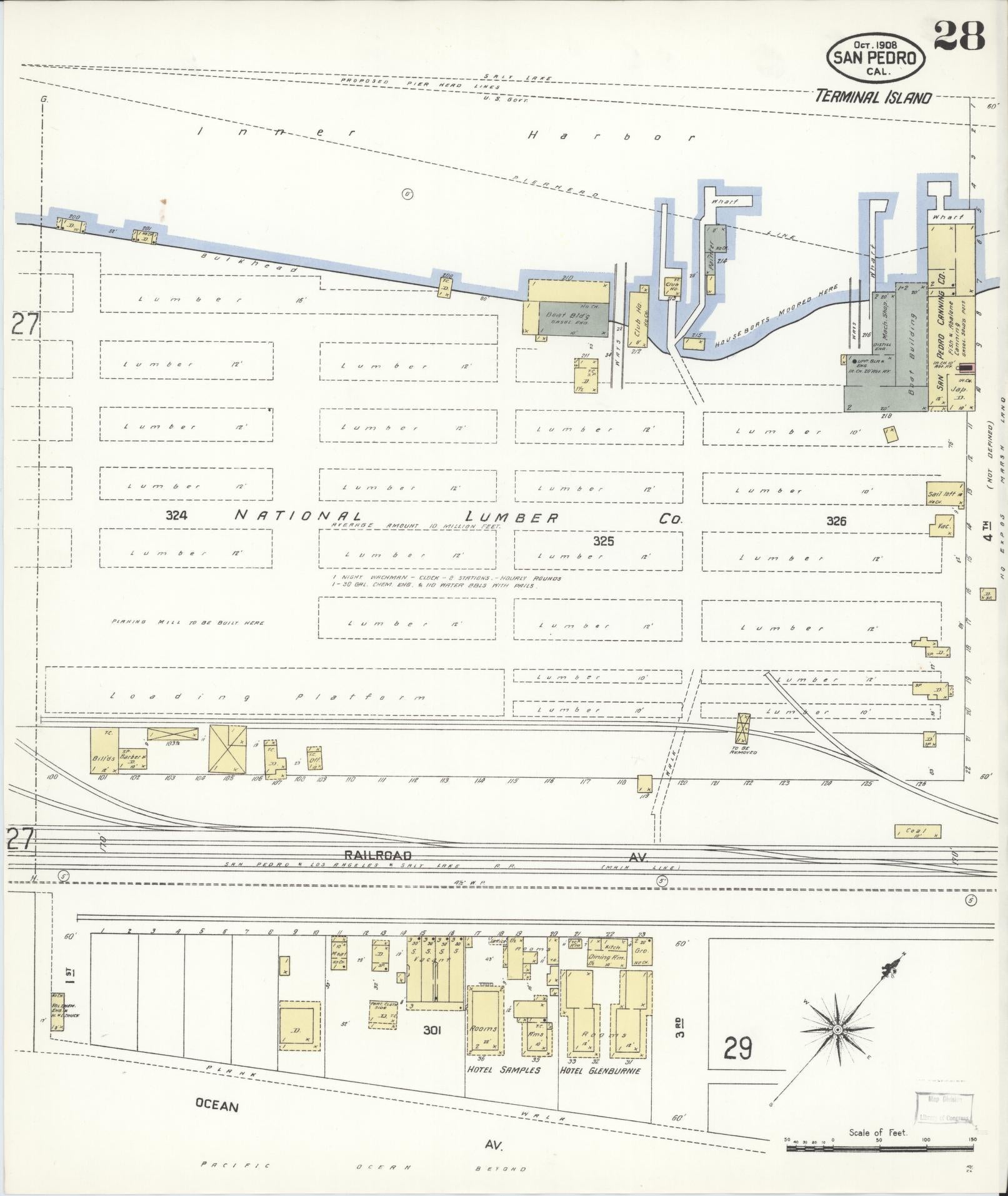 Sanborn Fire Insurance Map from San Pedro, Los Angeles County, California (1908), Sheet #0028 - Complete Map Set gallery image, historic Sanborn map, vintage wall art, California California