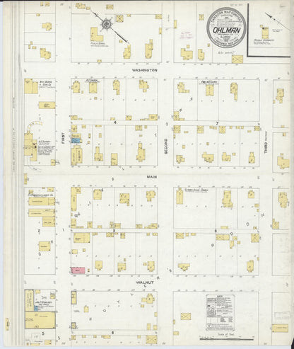 Sanborn Fire Insurance Map from Ohlman, Montgomery County, Illinois (1912), Sheet #0001 - Historic Sanborn Fire Insurance Map Print, vintage old map wall art, antique decor, genealogy gift, Illinois Illinois map
