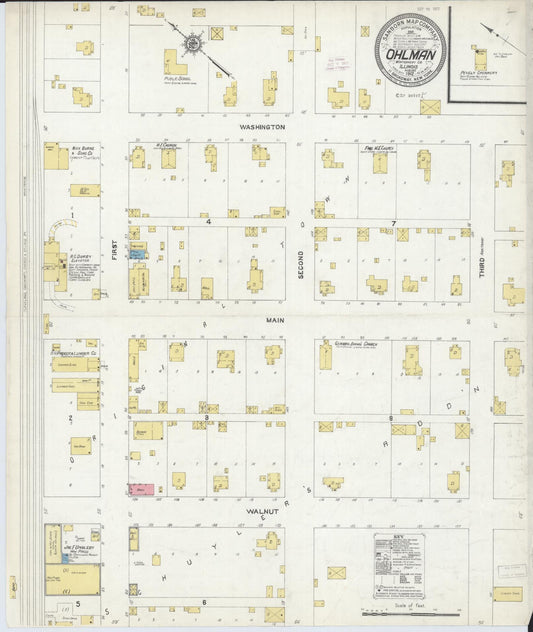 Sanborn Fire Insurance Map from Ohlman, Montgomery County, Illinois (1912), Sheet #0001 - Historic Sanborn Fire Insurance Map Print, vintage old map wall art, antique decor, genealogy gift, Illinois Illinois map