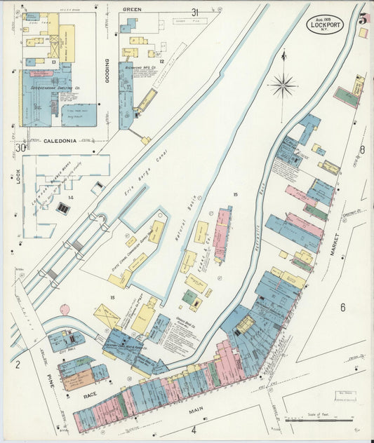 Sanborn Fire Insurance Map from Lockport, Niagara County, New York (1909), Sheet #0005 - Historic Sanborn Fire Insurance Map Print, vintage old map wall art, antique decor, genealogy gift, New York New York map