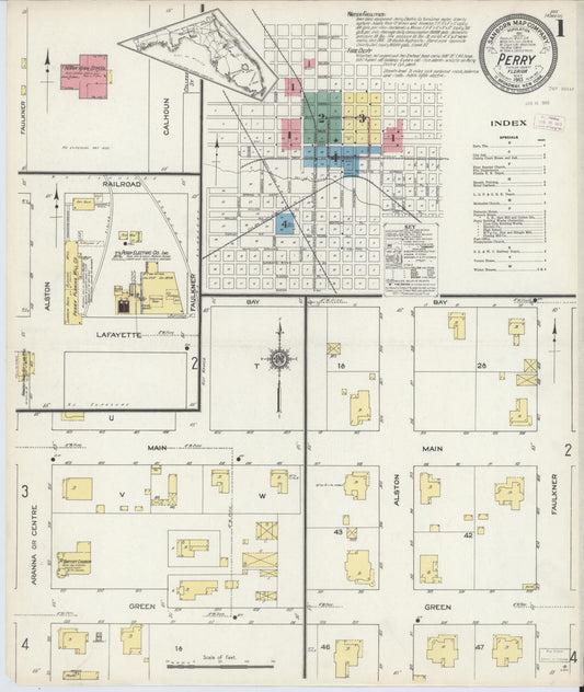 Sanborn Fire Insurance Map from Perry, Taylor County, Florida. (1913) – Historic Sanborn Fire Insurance Map Print