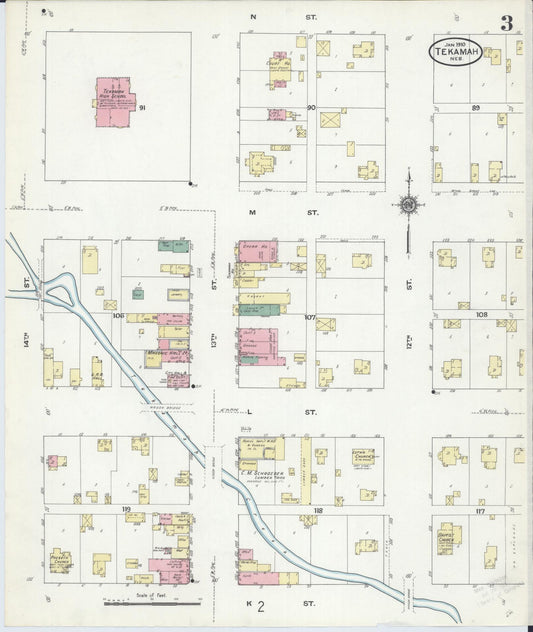Sanborn Fire Insurance Map from Tekamah, Burt County, Nebraska (1910), Sheet #0003 - Historic Sanborn Fire Insurance Map Print, vintage old map wall art, antique decor, genealogy gift, Nebraska Nebraska map