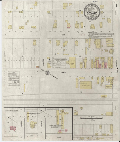 Sanborn Fire Insurance Map from Gilman, Marshall County, Iowa (1911), Sheet #0001 - Historic Sanborn Fire Insurance Map Print
