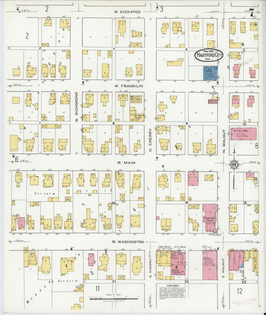 Sanborn Fire Insurance Map from Hartford City, Blackford County, Indiana (1920), Sheet #0007 - Historic Sanborn Fire Insurance Map Print, vintage old map wall art, antique decor, genealogy gift, Indiana Indiana map