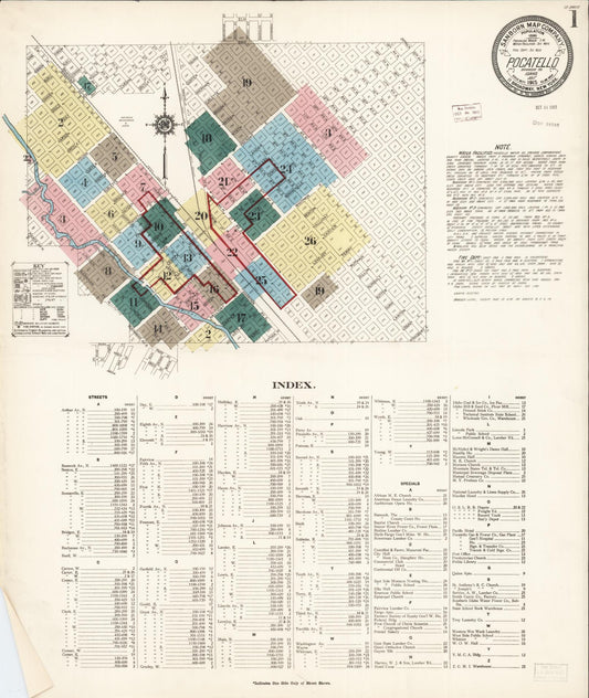 Sanborn Fire Insurance Map from Pocatello, Bannock County, Idaho. (1915) – Historic Sanborn Fire Insurance Map Print