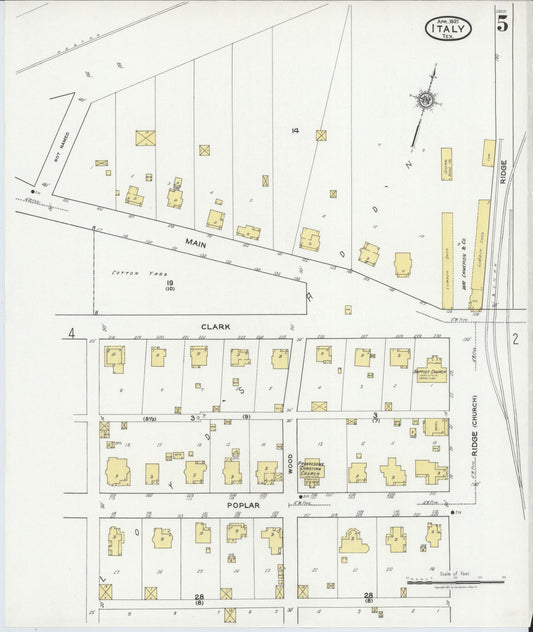Sanborn Fire Insurance Map from Italy, Ellis County, Texas (1921), Sheet #0005 - Historic Sanborn Fire Insurance Map Print, vintage old map wall art, antique decor, genealogy gift, Texas Texas map