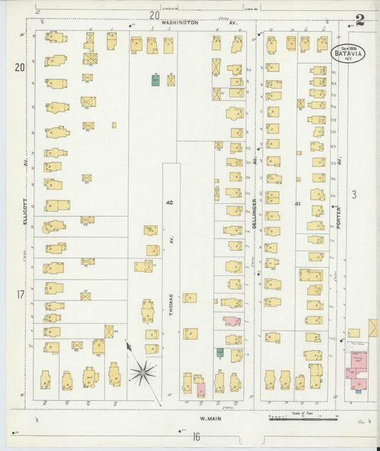 Sanborn Fire Insurance Map from Batavia, Genesee County, New York (1906), Sheet #0002 - Complete Map Set gallery image, historic Sanborn map, vintage wall art, New York New York