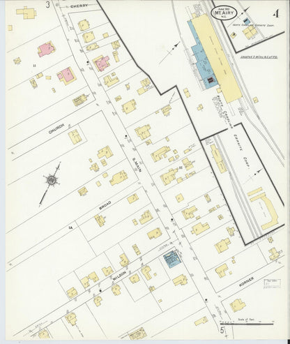 Sanborn Fire Insurance Map from Mount Airy, Surry County, North Carolina (1910), Sheet #0004 - Complete Map Set gallery image, historic Sanborn map, vintage wall art, North Carolina North Carolina
