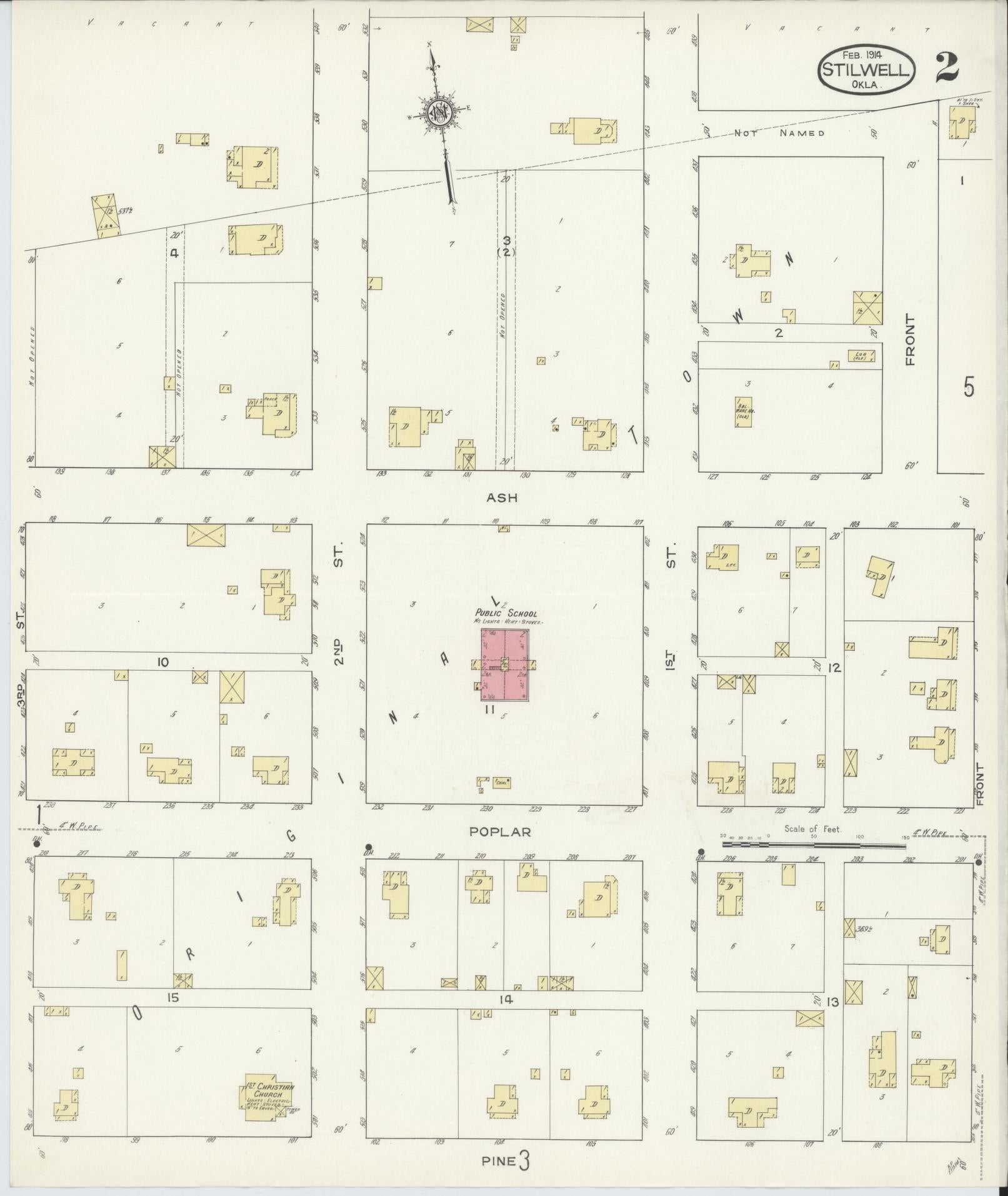 Sanborn Fire Insurance Map from Stillwell, Adair County, Oklahoma (1914), Sheet #0002 - Complete Map Set gallery image, historic Sanborn map, vintage wall art, Oklahoma Oklahoma
