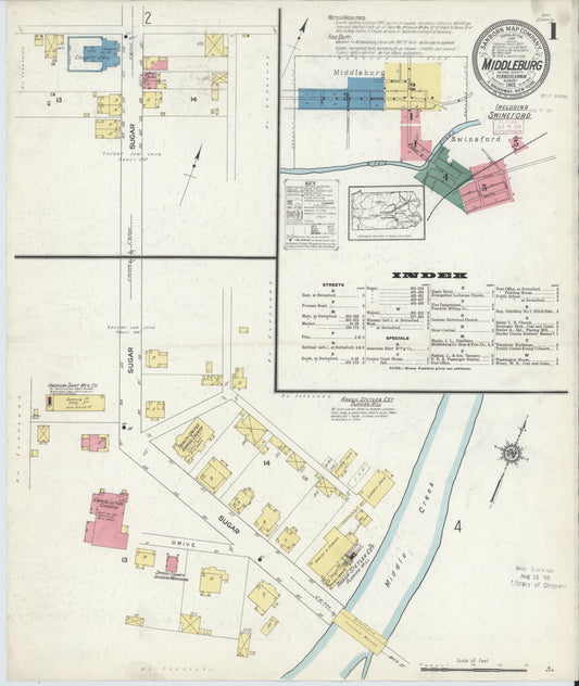 Sanborn Fire Insurance Map from Middleburg, Snyder County, Pennsylvania (1913), Sheet #0001 - Historic Sanborn Fire Insurance Map Print, vintage old map wall art, antique decor, genealogy gift, Pennsylvania Pennsylvania map