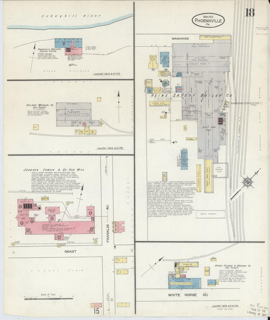 Sanborn Fire Insurance Map from Phoenixville, Chester County, Pennsylvania (1913), Sheet #0018 - Historic Sanborn Fire Insurance Map Print, vintage old map wall art, antique decor, genealogy gift, Pennsylvania Pennsylvania map