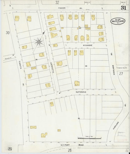 Sanborn Fire Insurance Map from White Plains, Westchester County, New York (1905), Sheet #0031 - Complete Map Set gallery image, historic Sanborn map, vintage wall art, New York New York