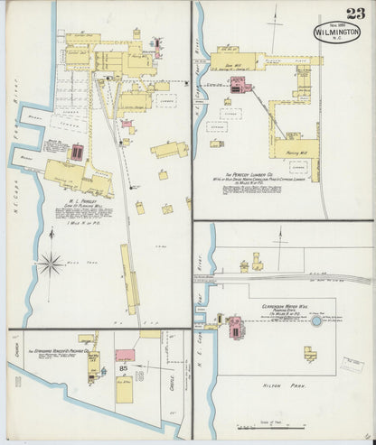Sanborn Fire Insurance Map from Wilmington, New Hanover County, North Carolina (1893), Sheet #0023 - Complete Map Set gallery image, historic Sanborn map, vintage wall art, North Carolina North Carolina