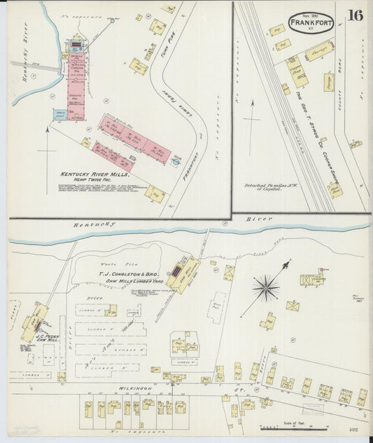 Sanborn Fire Insurance Map from Frankfort, Franklin County, Kentucky (1890), Sheet #0016 - Historic Sanborn Fire Insurance Map Print, vintage old map wall art, antique decor, genealogy gift, Kentucky Kentucky map