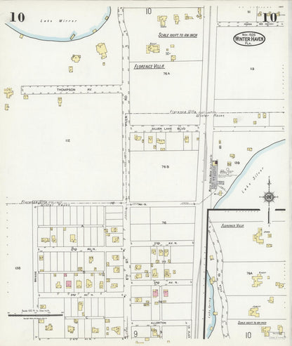 Sanborn Fire Insurance Map from Winter Haven, Polk County, Florida (1924), Sheet #0010 - Complete Map Set gallery image, historic Sanborn map, vintage wall art, Florida Florida
