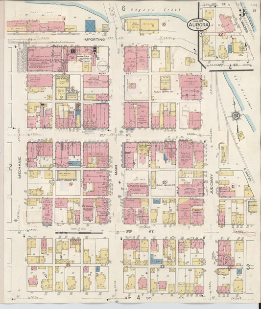 Sanborn Fire Insurance Map from Aurora, Dearborn County, Indiana (1935), Sheet #0003 - Historic Sanborn Fire Insurance Map Print, vintage old map wall art, antique decor, genealogy gift, Indiana Indiana map