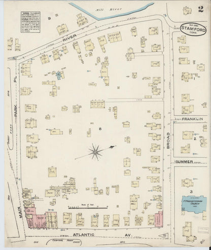 Sanborn Fire Insurance Map from Stamford, Fairfield County, Connecticut (1884), Sheet #0002 - Complete Map Set gallery image, historic Sanborn map, vintage wall art, Connecticut Connecticut