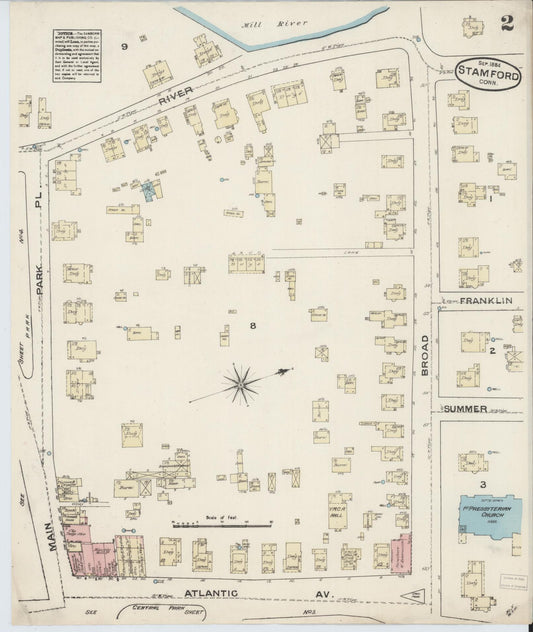 Sanborn Fire Insurance Map from Stamford, Fairfield County, Connecticut (1884), Sheet #0002 - Complete Map Set gallery image, historic Sanborn map, vintage wall art, Connecticut Connecticut