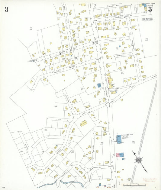 Sanborn Fire Insurance Map from Westwood, Norfolk County, Massachusetts (1941), Sheet #0003 - Historic Sanborn Fire Insurance Map Print, vintage old map wall art, antique decor, genealogy gift, Massachusetts Massachusetts map