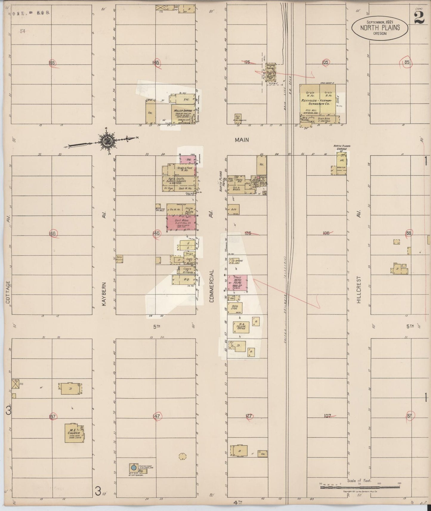 Sanborn Fire Insurance Map from North Plains, Washington County, Oregon (1931), Sheet #0002 - Historic Sanborn Fire Insurance Map Print, vintage old map wall art, antique decor, genealogy gift, Oregon Oregon map