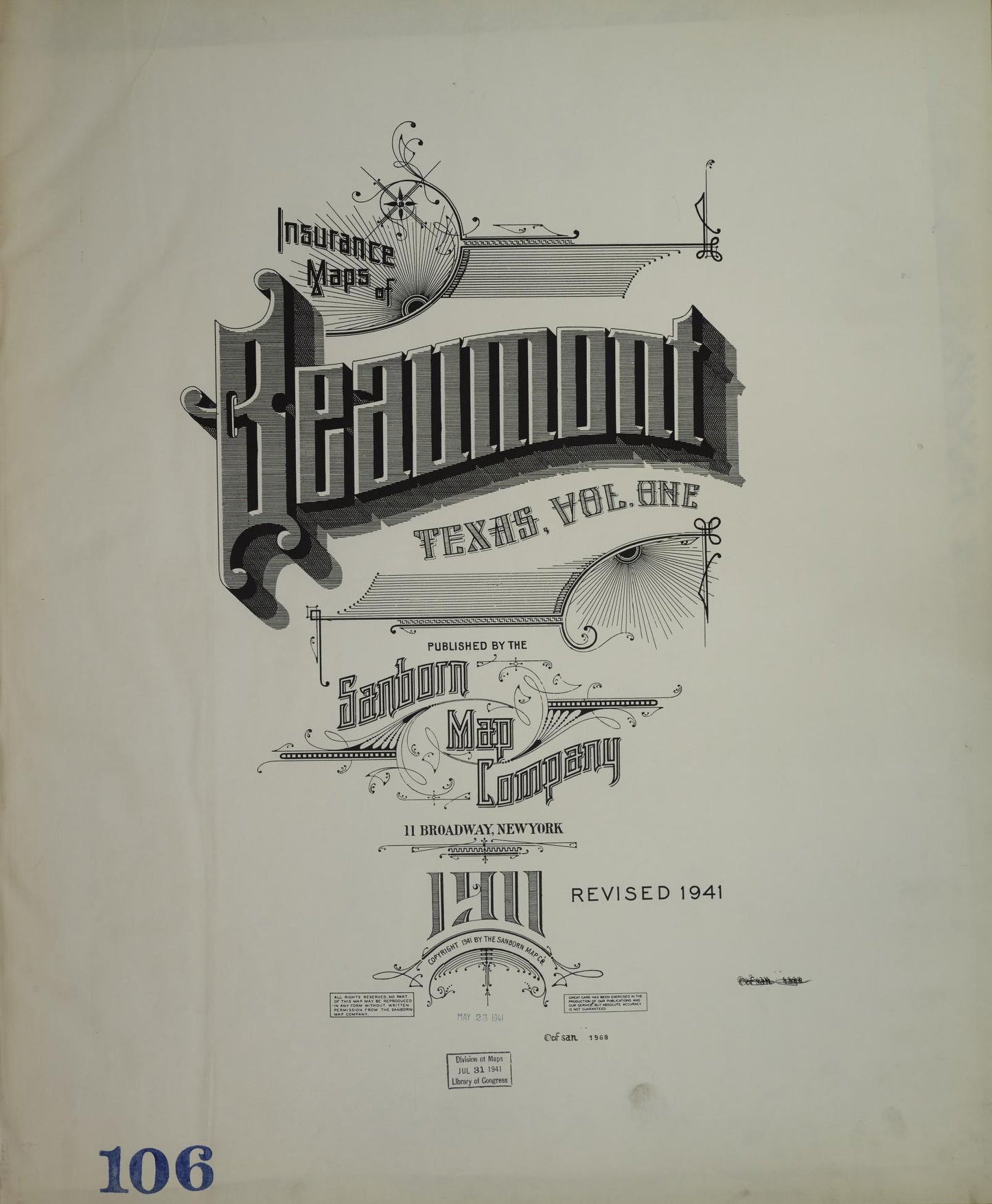 Sanborn Fire Insurance Map from Beaumont, Jefferson County, Texas (1941), Sheet #0001 - Historic Sanborn Fire Insurance Map Print, vintage old map wall art, antique decor, genealogy gift, Texas Texas map