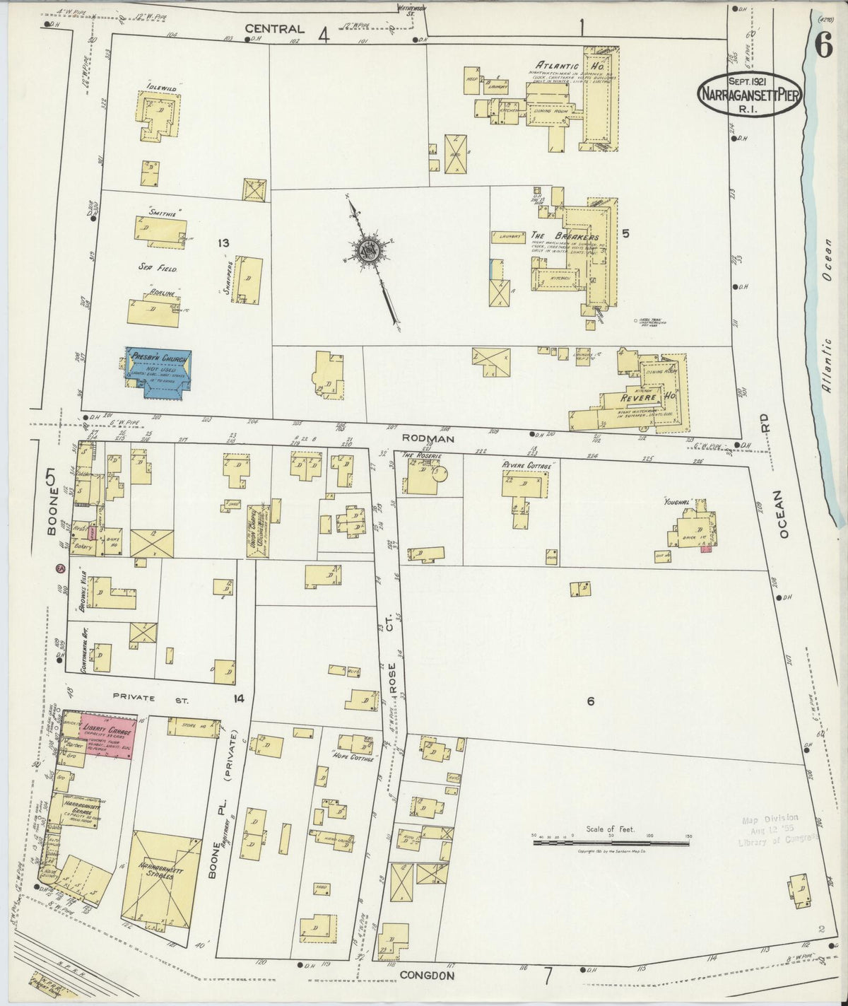 Sanborn Fire Insurance Map from Narragansett Pier, Washington County, Rhode Island (1921), Sheet #0006 - Complete Map Set gallery image, historic Sanborn map, vintage wall art, Rhode Island Rhode Island